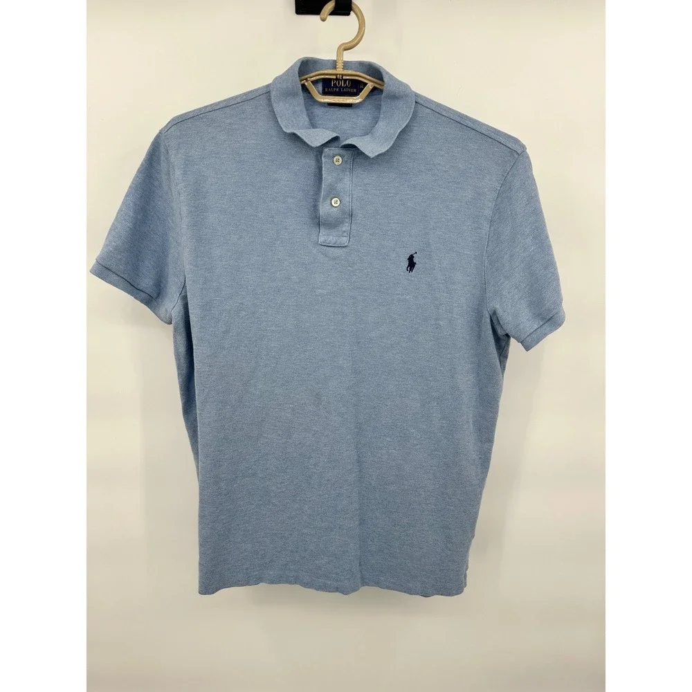 Polo Ralph Lauren Mens Custom Slim Fit‎ Polo Shirt Light Blue XL
